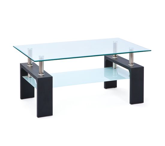 Table Basse DANA Moderne Plateau Verre Et Noir