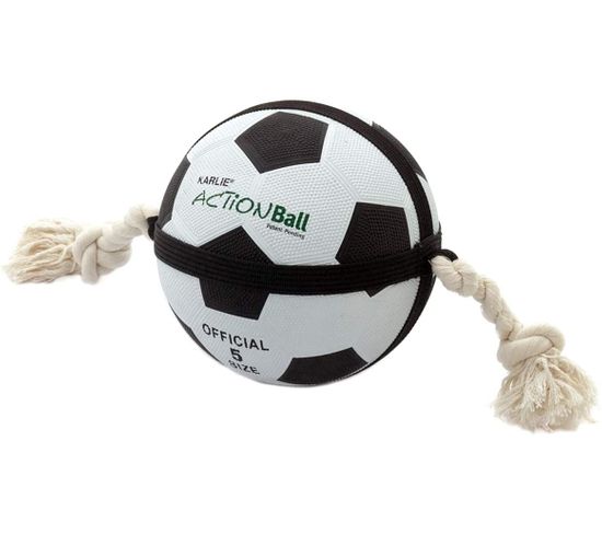 Ballon Avec Corde Pour Chien - Noir/blanc - Diamètre 22 Cm