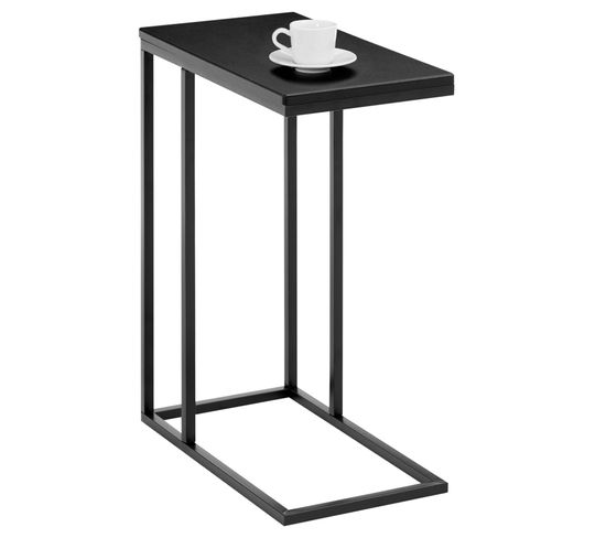 Table D'appoint Rectangulaire Debora, En Métal Noir Et Décor Noir Mat