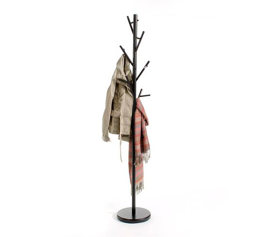Porte-manteaux Zeno En Forme D'arbre Avec 6 Crochets En Métal Laqué Noir