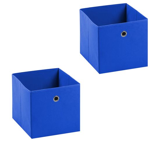 Lot De 2 Boîtes De Rangement Ela, En Tissu Bleu