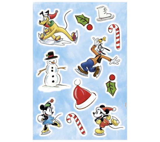 Stickers Muraux Mickey Mouse -mickey Ice Slide- Patinage Sur Glace Disney