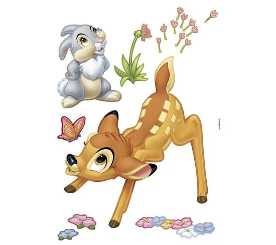 Stickers Géant Bambi et Panpan Disney Avec Des Fleurs Colorées
