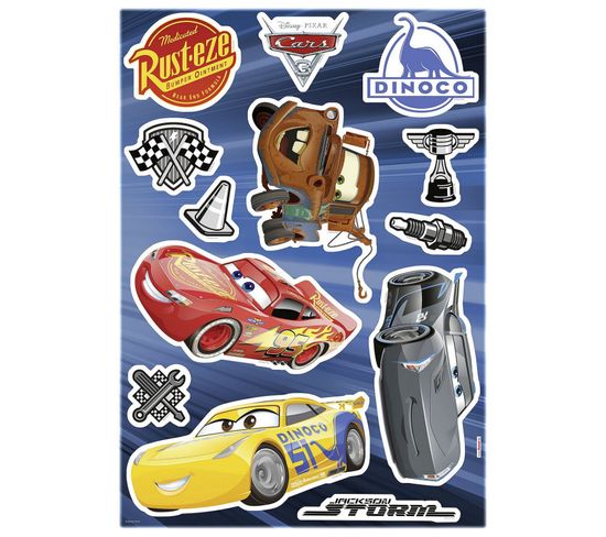 Stickers Fênêtre Disney Cars 3 Flash Mc Queen, Jackson Storm, Cruz Ramirez Et Hook 31x31cm