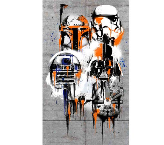 Poster Géant Intissé Personnages Star Wars En Graffiti 120x200cm