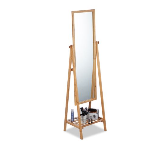 Miroir Sur Pied En Bambou Inclinable