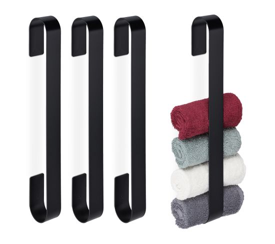 4x Porte-serviettes Inox Noir