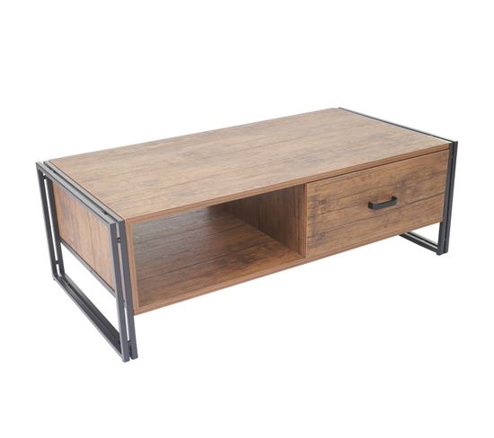Table Basse De Salon Hwc-a27, 41x120x60cm Structure 3d, Couleur Chêne Sauvage