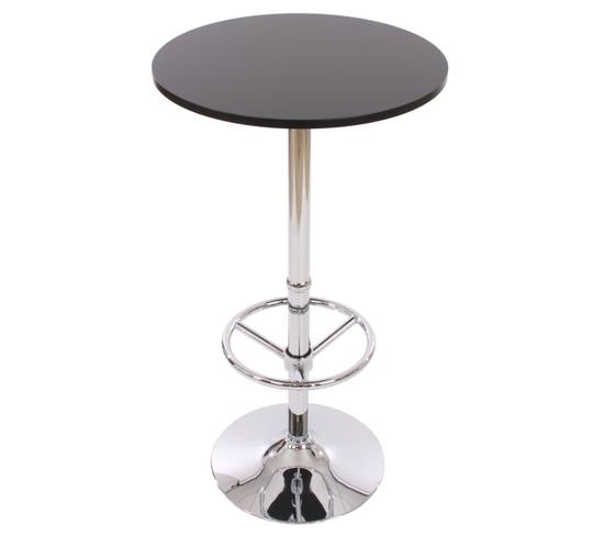 Table De Bar / Table Haute Bari, Ronde, Avec Repose-pied, 109x60x60cm, Noir