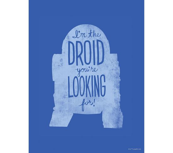 Poster D'art Star Wars Silhouette R2d2 Citations - 50 X 70 Cm