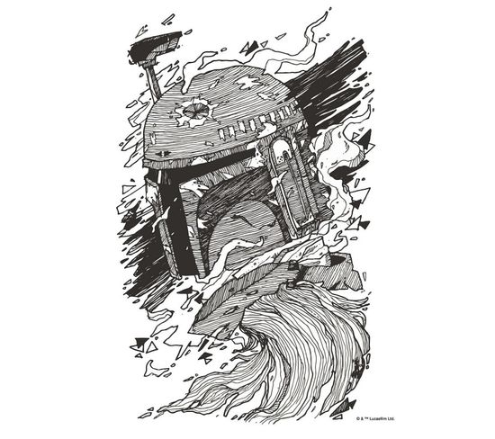 Poster D'art Star Wars Boba Fett Dessin - 50 X 70 Cm