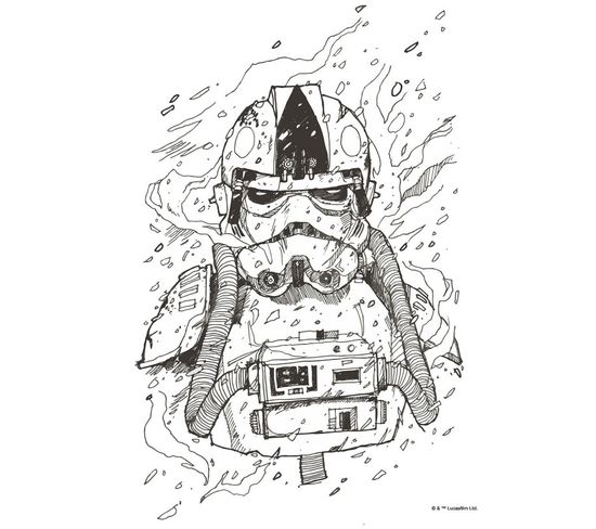 Poster D'art Star Wars Pilote De Chasseur Dessin - 40 X 50 Cm