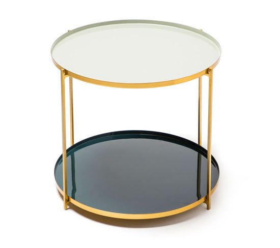 Table D'appoint Design "tessa" 50cm Gris et Pétrole