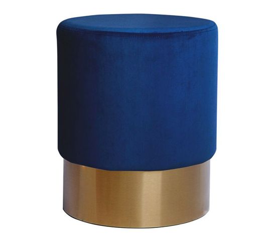 Pouf Rond Design "nano" 42cm Bleu Foncé
