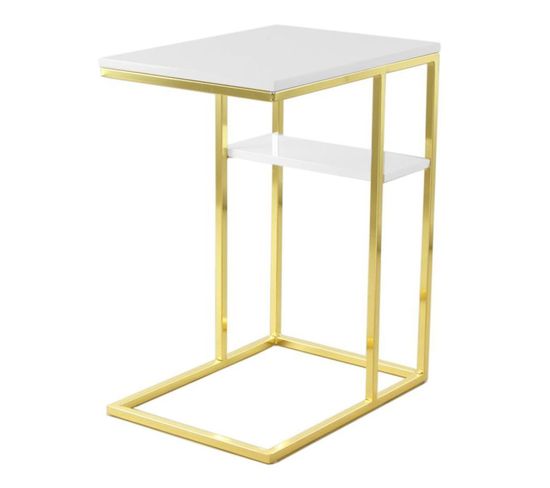 Table D'appoint Design "lucilla" 60cm Blanc et Or