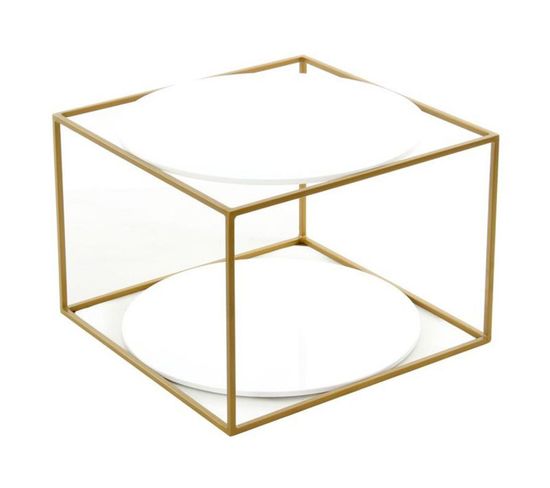 Table D'appoint Design "cody" 50cm Blanc et Or