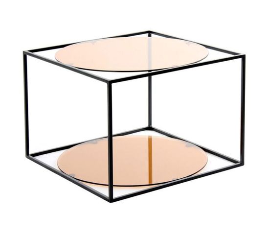 Table D'appoint Design "cody" 50cm Terracotta Et Noir