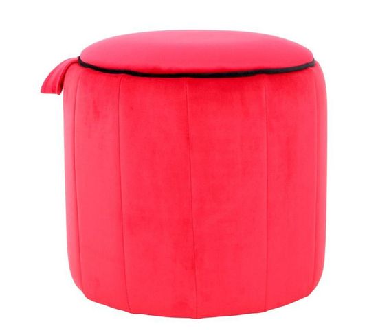 Pouf Rond Velours "reese" 43cm Rouge