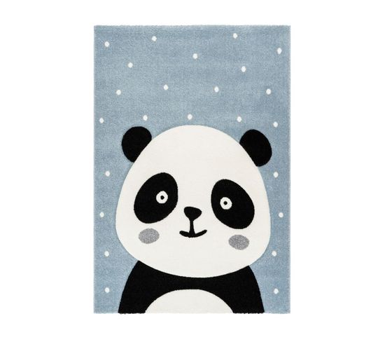 Tapis De Chambre Enfant Panda "madurra" Bleu 80 X 150 Cm