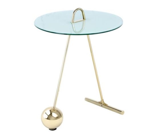 Table D'appoint Design "pendule" 60cm Or et Blanc