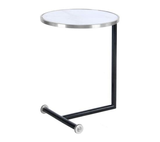 Table D'appoint Design "servant" 62cm Argent et Blanc