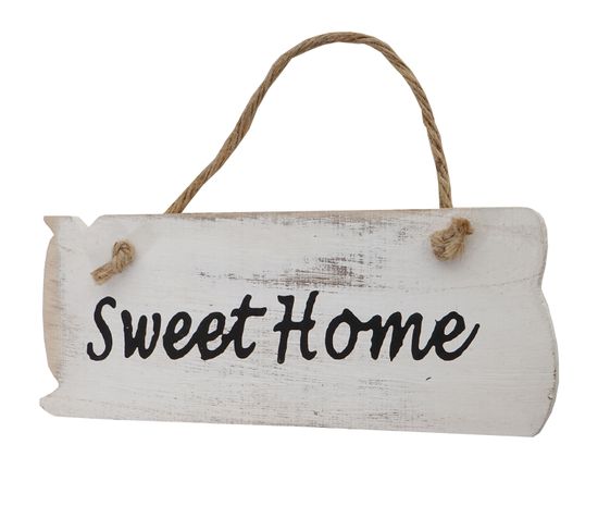 Planche Murale Sweet Home Style Shabby Vintage 10x25x1cm Blanc