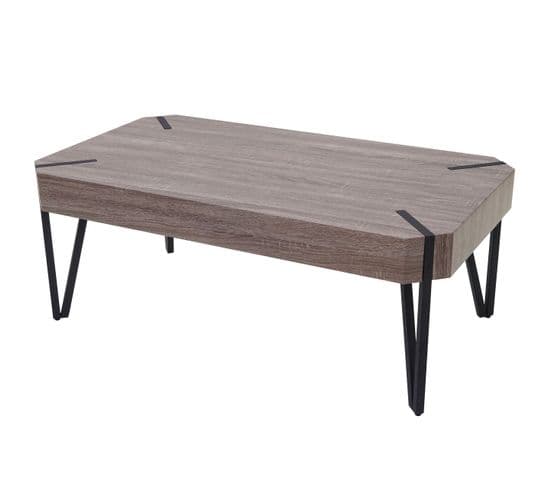 Table Basse De Salon Kos T573 Mvg 43x110x60cm Pieds Métalliques Foncés