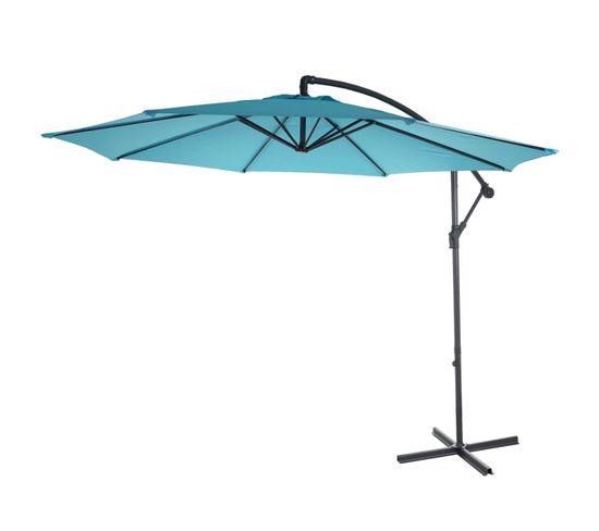 Parasol Déporté Semi-pro Acerra, 3m Inclinable ~ Turquoise Sans Support