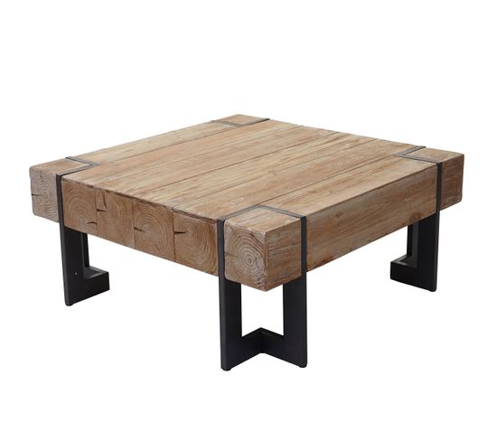 Table Basse De Salon Hwc-a15, Sapin Massif Rustique 40x90x90cm