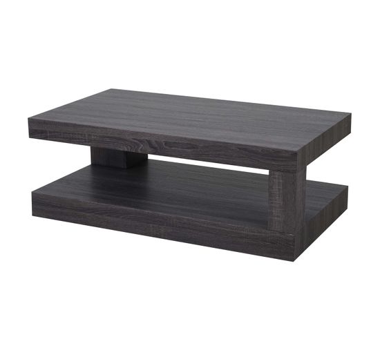 Table Basse De Salon Hwc-a32, Structure 3d Mvg 40x110x60cm ~ Aspect Chêne Noir