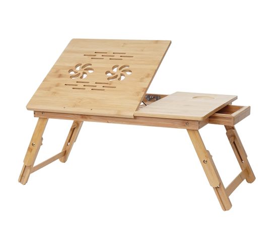 Table Pour Ordinateur Portable Hwc-b81 Trous D'évent Réglable Bambou