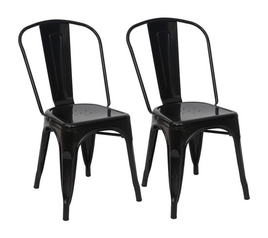 2x Chaise De Bistro Hwc-a73, Chaise Empilable, Métal, Design Industriel ~ Noir