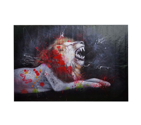 Peinture à L'huile Lion Hwc-h25, Peinture Sur Toile Xl, Peinte à La Main ~ 120x80cm