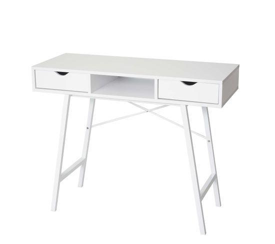 Table Console Hwc-e92 Structure 3d 100x40 cm Blanc