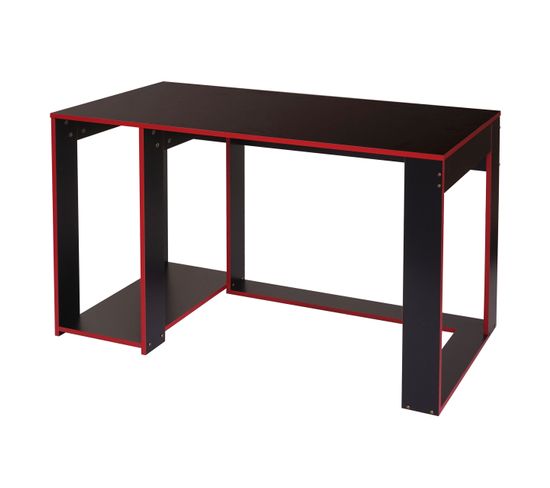 Bureau Hwc-j26, Bureau Informatique Table De Bureau, 120x60x76cm ~ Noir-rouge