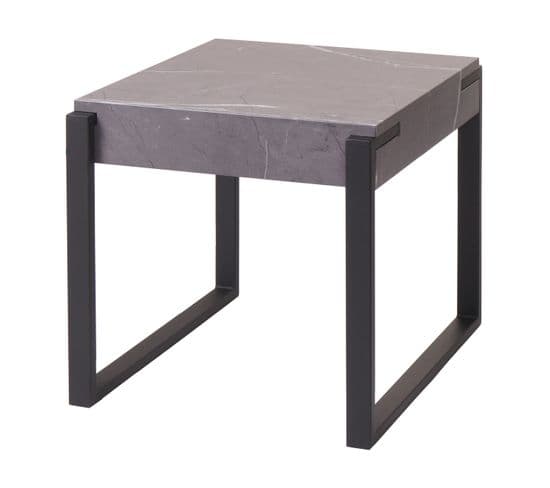 Table D'appoint Hwc-l53 Métal 51x50x54cm Imitation Marbre Gris