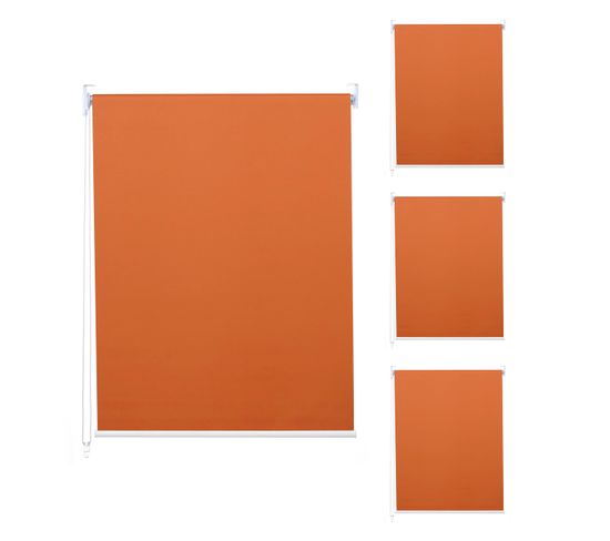 Lot De 4 Stores à Enroulement Hwc-d52 100x160cm Protection Solaire Opaque Orange