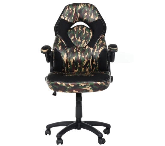 Chaise De Bureau Hwc-k13 Ergonomique Similicuir Camouflage Noir