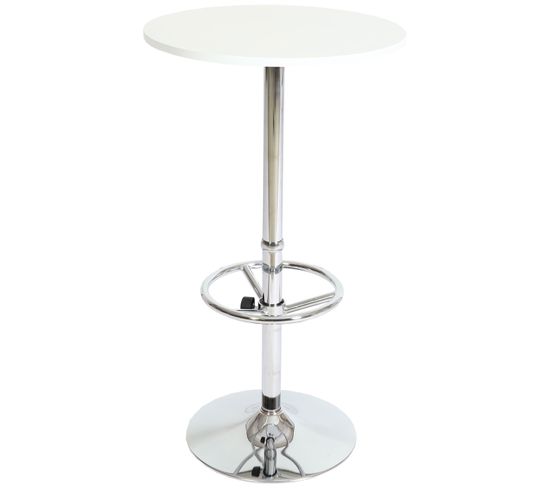 Table De Bar Table De Bistrot Table De Réception Bari Avec Repose-pieds Ø60cm Blanc
