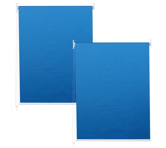 Lot De 2 Stores à Enroulement Hwc-d52 100x160cm Protection Solaire Opaque Bleu