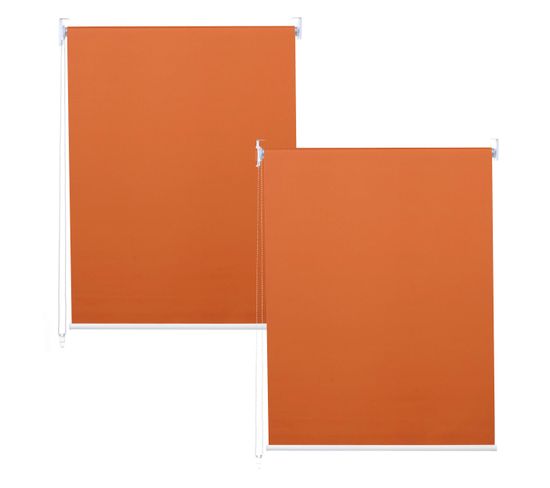 Lot De 2 Stores à Enroulement Hwc-d52 100x160cm Protection Solaire Opaque Orange
