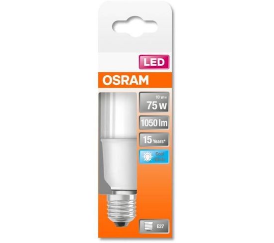 Ampoule Stick LED Dépoli Avec Radiateur - 10w Équivalent 75w E27 - Blanc Froid