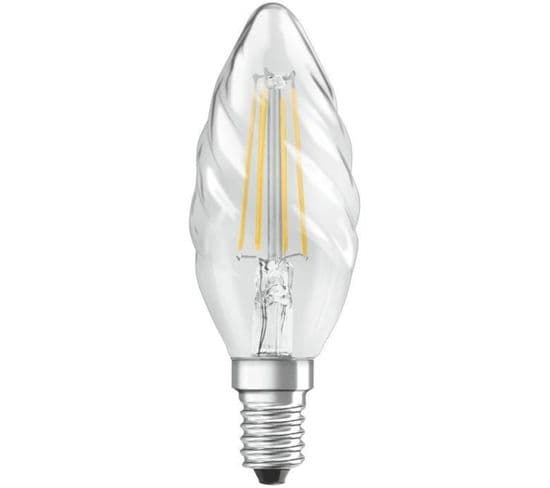 Ampoule LED Flamme Torsadée Clair Filament - 4 W = 40 W - E14 - Blanc Chaud