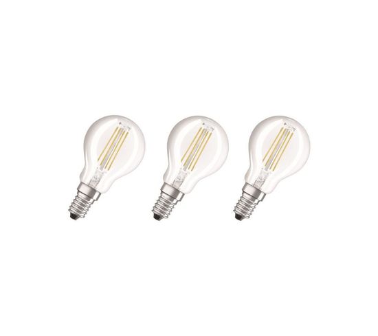 Lot De 3 Ampoules LED E14 Sphérique Claire 4 W Équivalent A 40 W Blanc Chaud