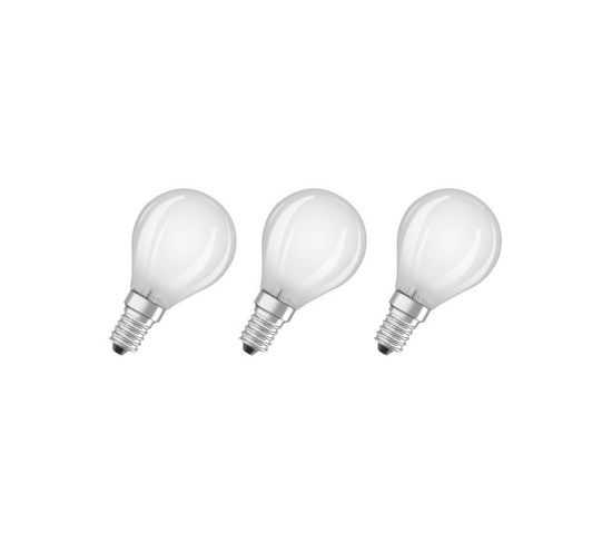 Lot De 3 Ampoules LED E14 Sphérique Dépolie 4 W Équivalent A 40 W Blanc Chaud