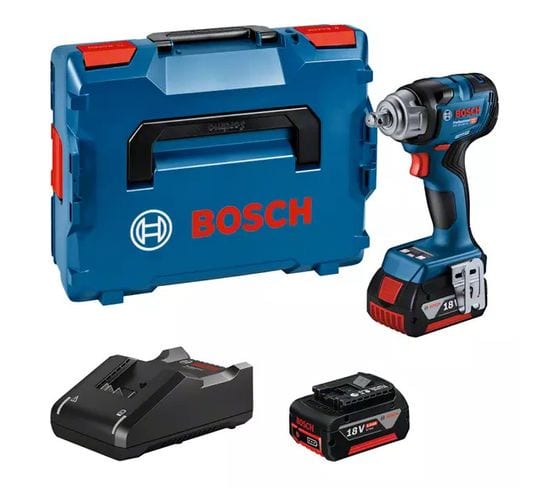Boulonneuse à Choc 18v Gds 18v-330 Hc + 2 Batteries Gba 5ah + Chargeur En Coffret L-boxx - Bosch - 0