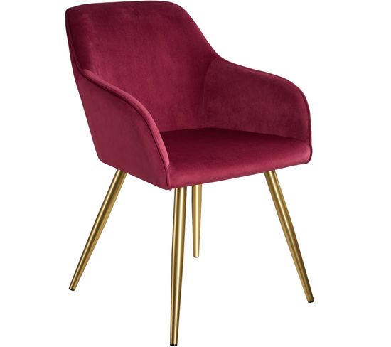 Chaise Marilyn Effet Velours Style Scandinave - Bordeaux/or