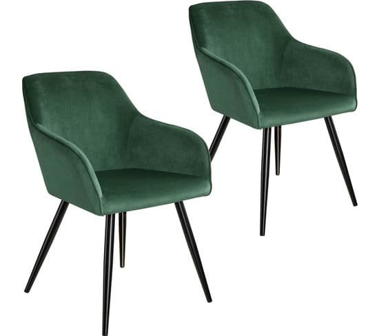 2 Chaises Marilyn Design En Velours Style Scandinave - Vert Foncé/noir
