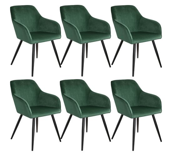 6 Chaises Marilyn Design En Velours Style Scandinave - Vert Foncé/noir
