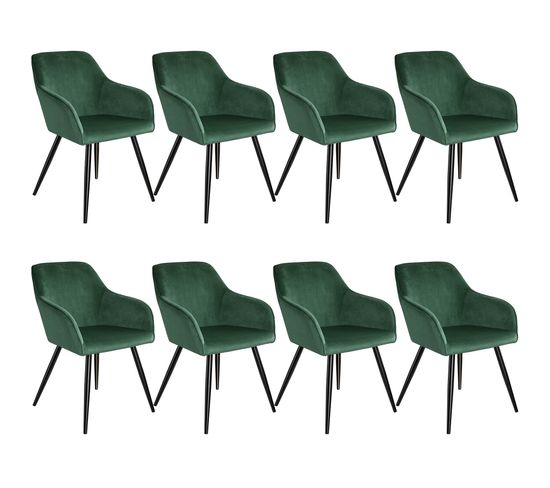 8 Chaises Marilyn Design En Velours Style Scandinave - Vert Foncé/noir